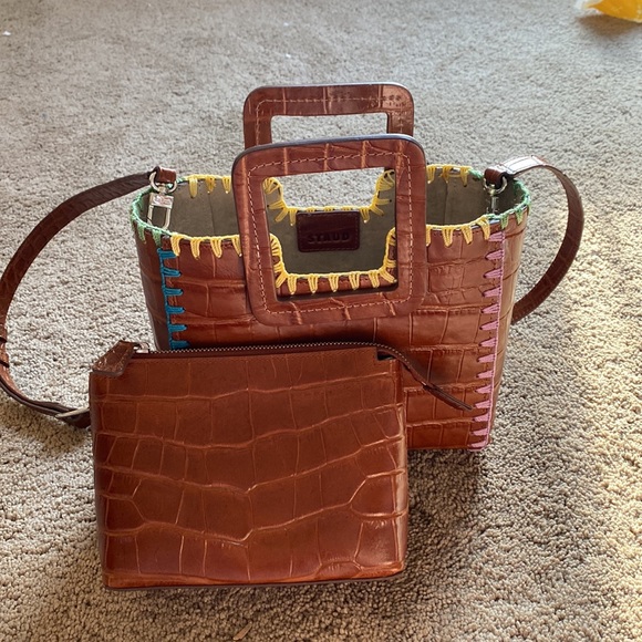 Staud Shirley Croc Crochet Edge Bag. Comes with matching pouch! - Picture 3 of 15